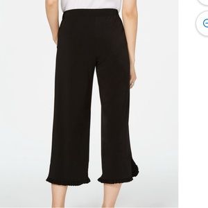 Michael kors black ruffled capri wide leg pants